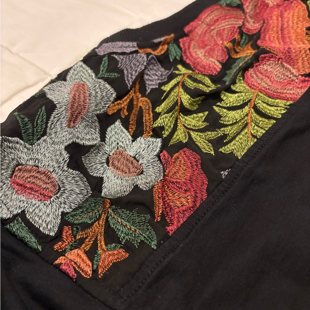 TINY for Anthropologie Phoenix Embroidered Floral Black Sweatshirt - Picture 5 of 9